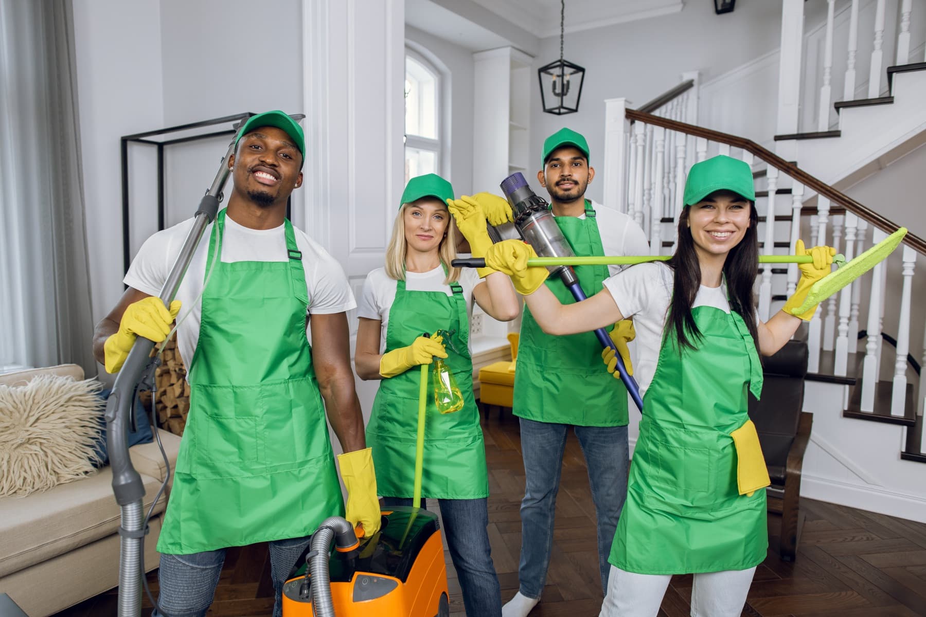 The Pando Cleaning Solutions team with their cleaning equipment